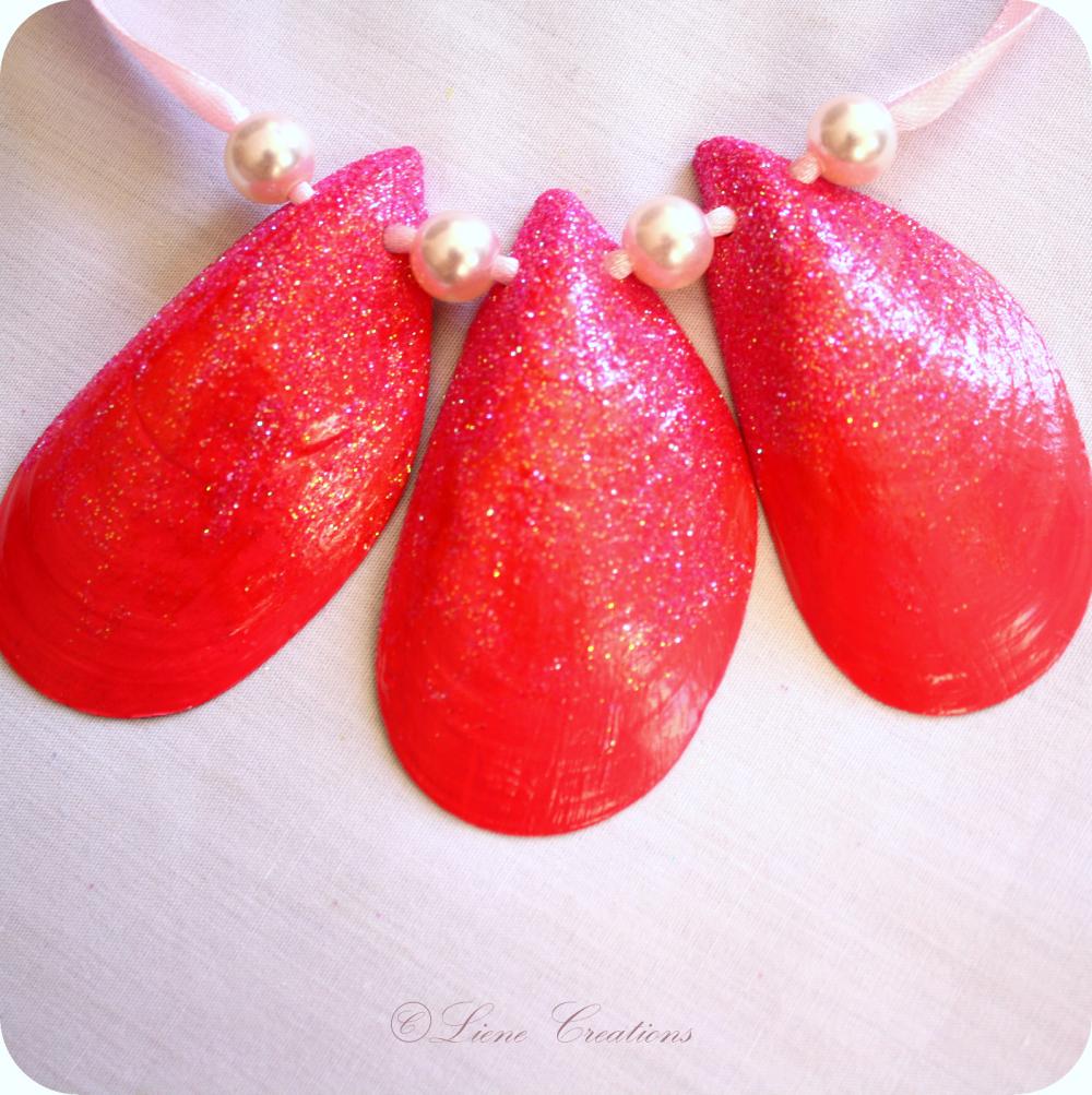 Juicy Orange&pink Painted Shell Necklace on Luulla
