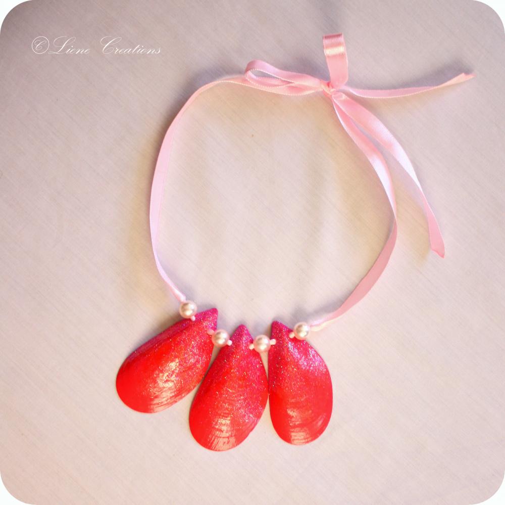 Juicy Orange&pink Painted Shell Necklace on Luulla