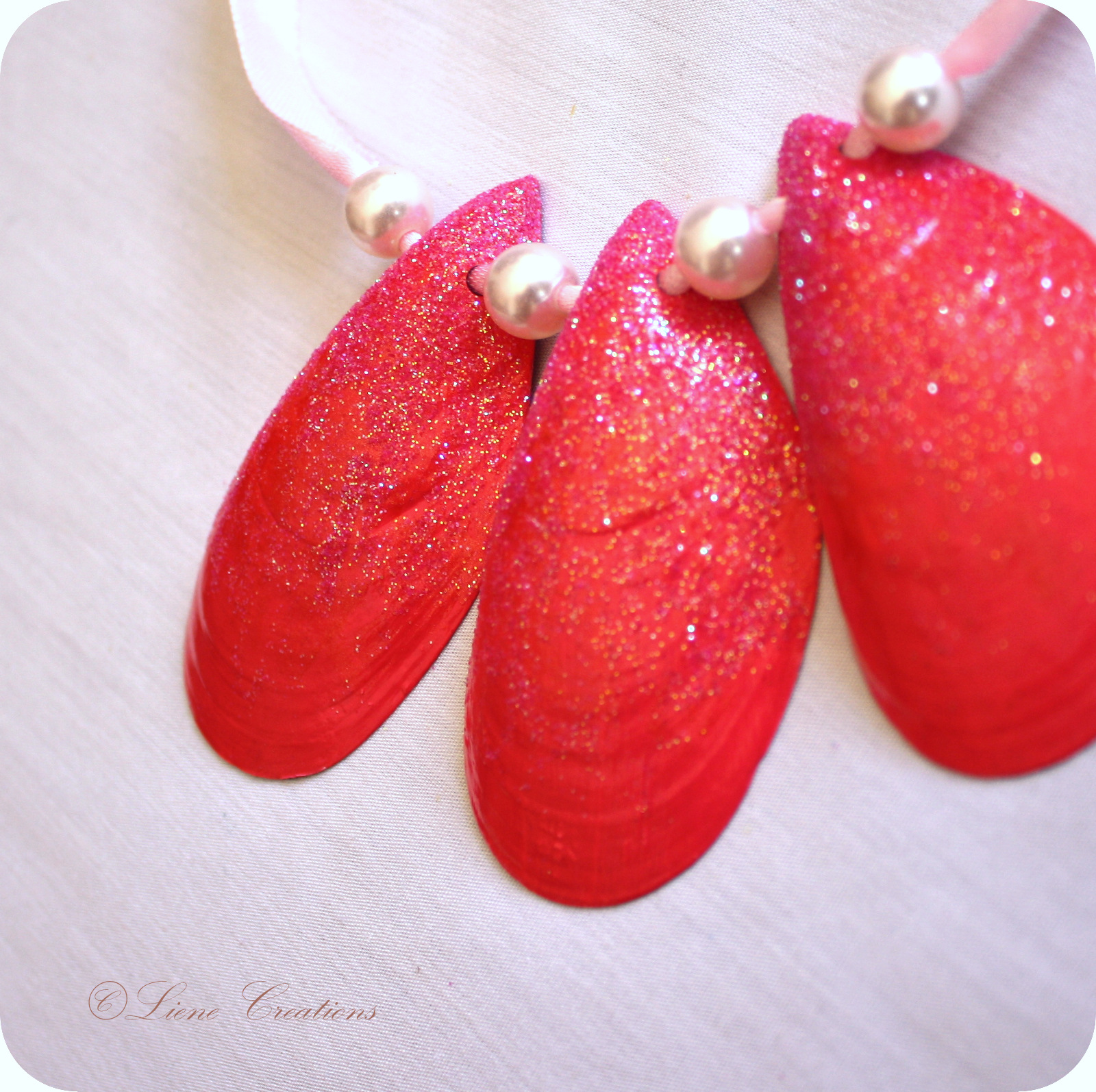 Juicy Orange&pink Painted Shell Necklace on Luulla